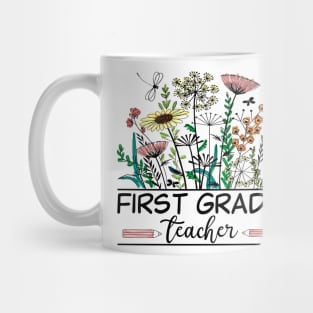 First Grade Teacher Wildflower Back To School Floral Outfit Mug